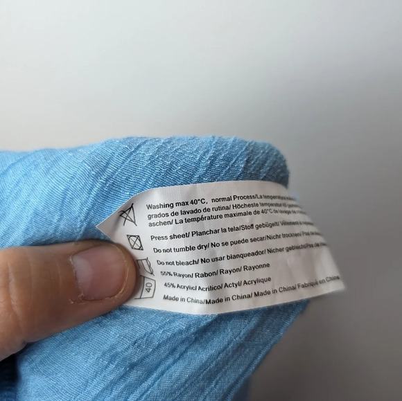 Ekouaer Lightweight Blue Textured V  Neck Cover Up Ruffled Sleeve Women Large - Picture 6 of 8